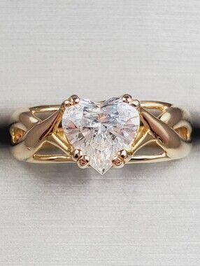 2 Carat Heart Cut Solitaire Twist Ring in Yellow Gold Over 925 Sterling Silver